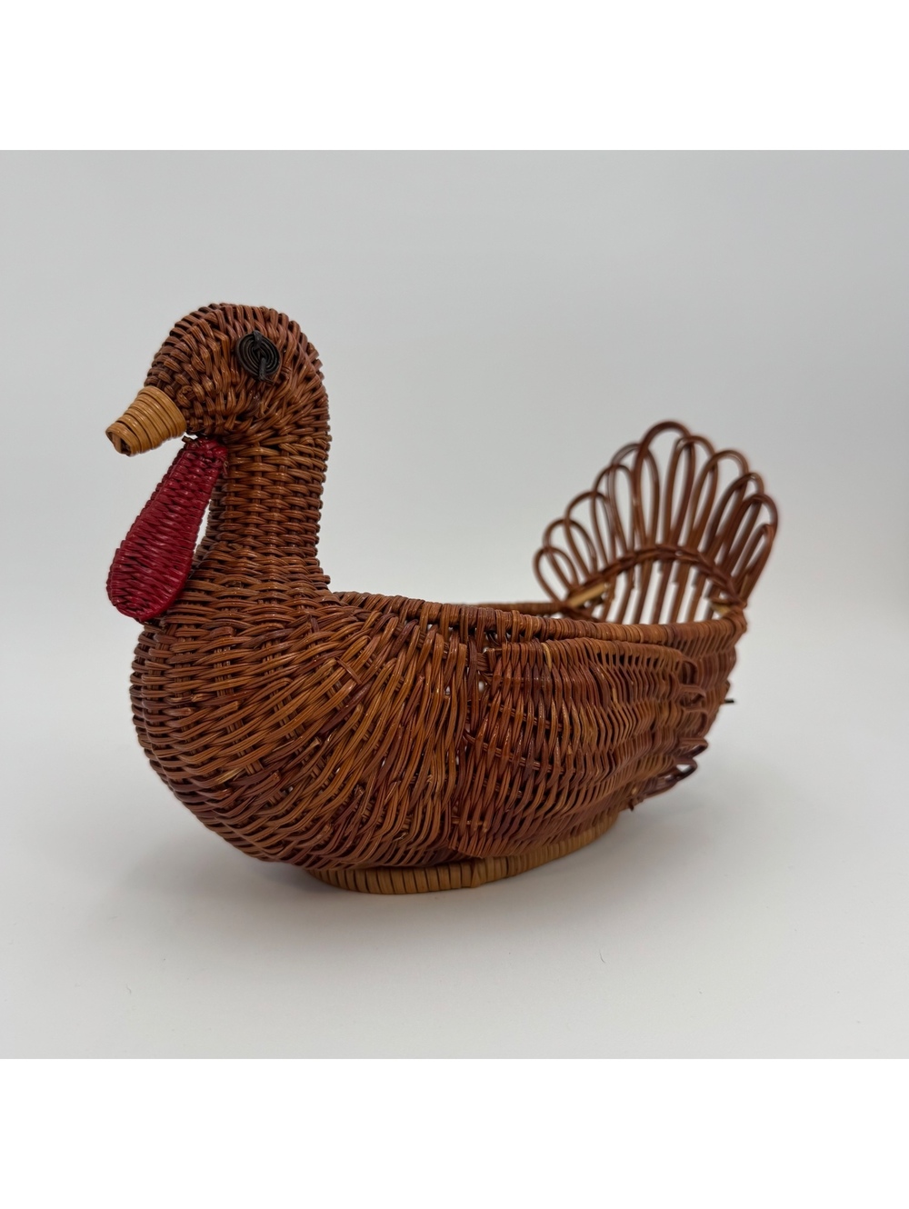 Vintage Wicker Turkey Basket Thanksgiving Fall Decor